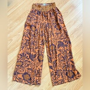 Patrons of Peace Orange Wide-Leg Floral Pants